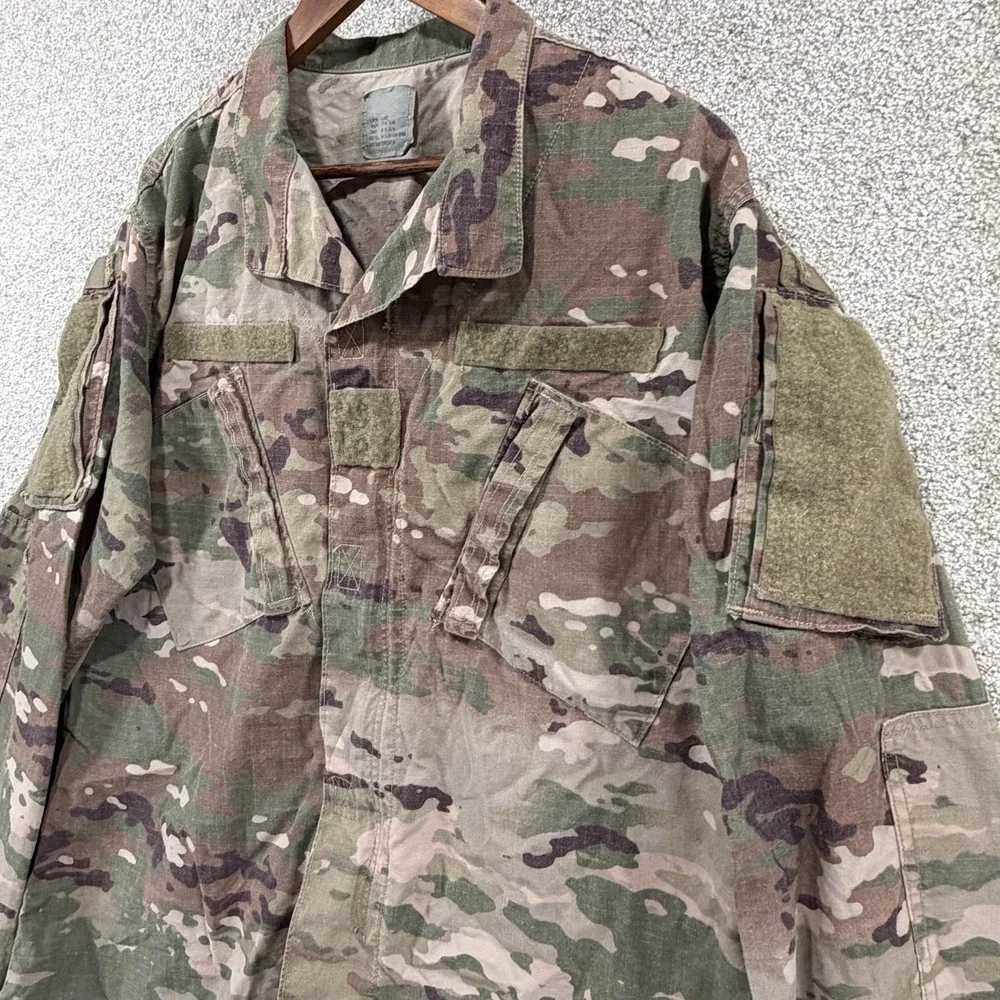 US Army Camo Coat Jacket FR Welding Hunting Sz Lg Long Euc Ripstop Gorpcore